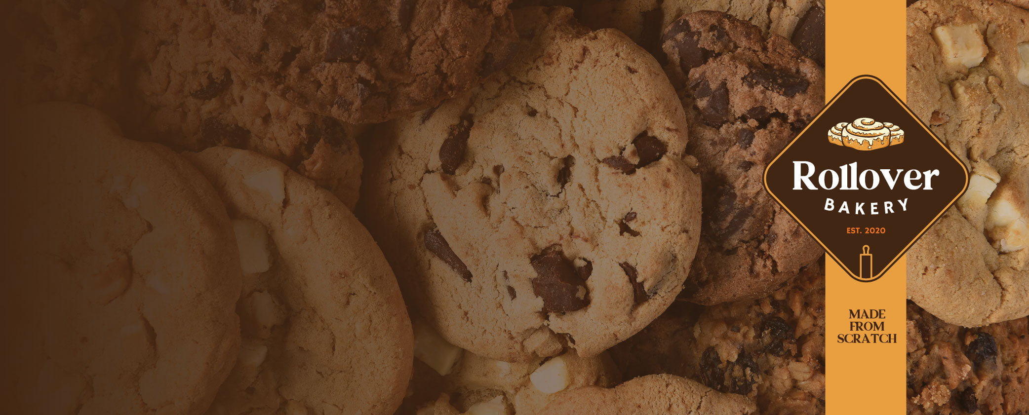 Chocolate chunk and white chocolate cookies piled close